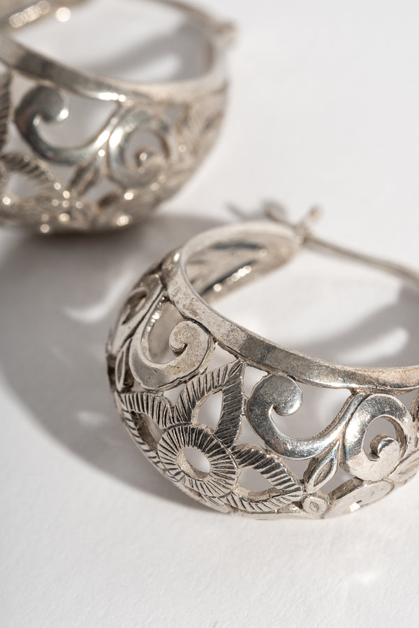 Sterling Mexican Filagree Hoop Earrings