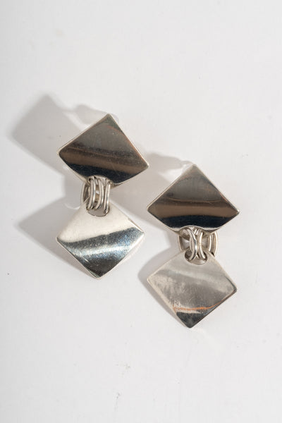 Sterling Modern Double Square Earrings