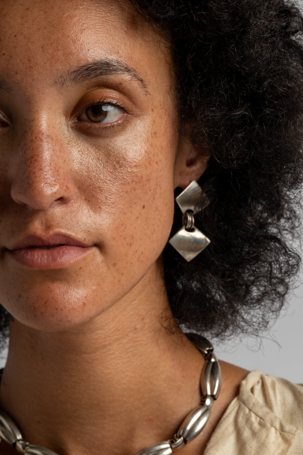 Sterling Modern Double Square Earrings