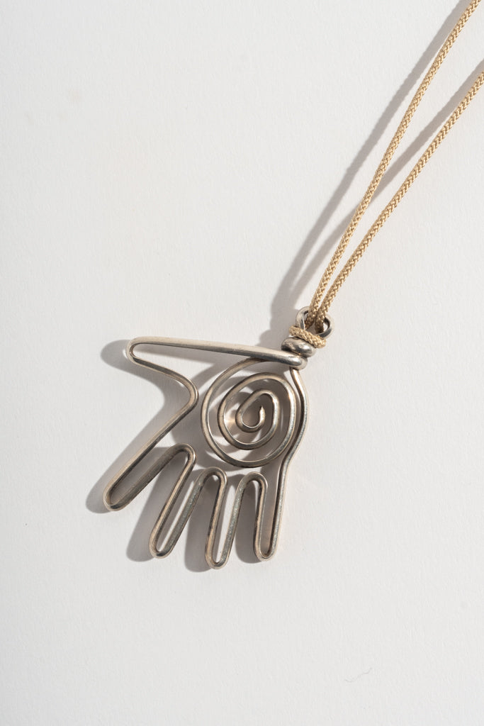Sterling Wire Work Hand Pendant Necklace
