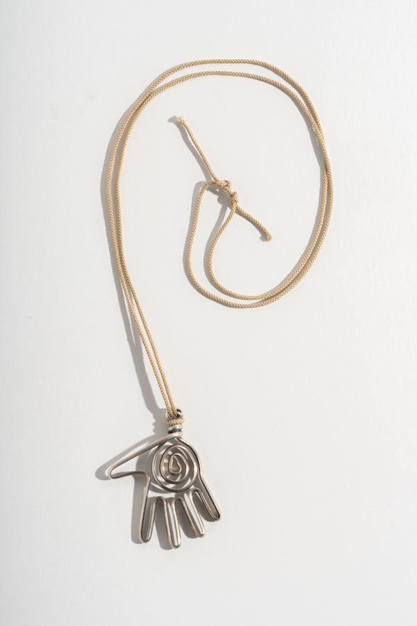 Sterling Wire Work Hand Pendant Necklace