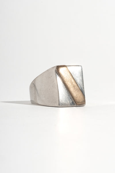 Sterling + 18K Gold Stripe Signet Ring
