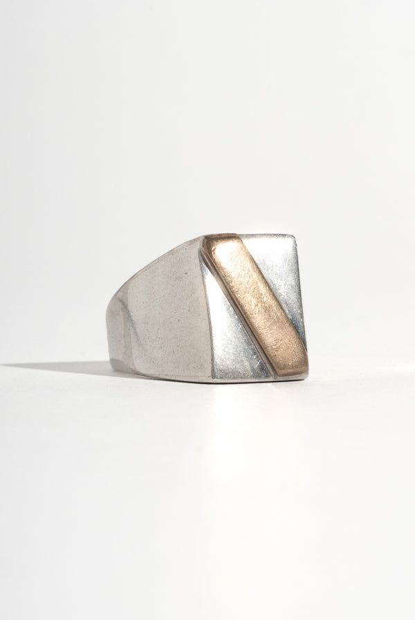 Sterling + 18K Gold Stripe Signet Ring