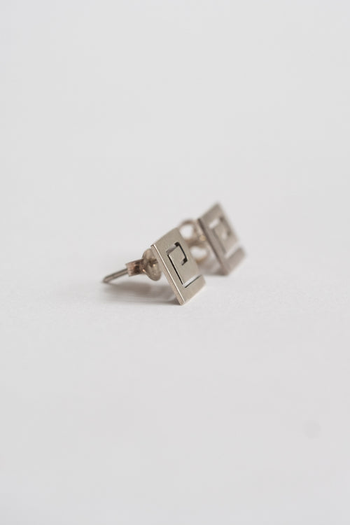 STERLING SILVER  SQUARE SWIRL STUDS