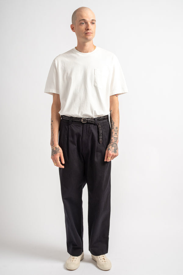 Two Tuck Straight Chino Trouser in Navy