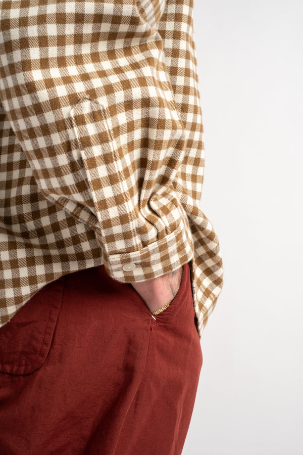 Wide Button Shirt in Brown Check