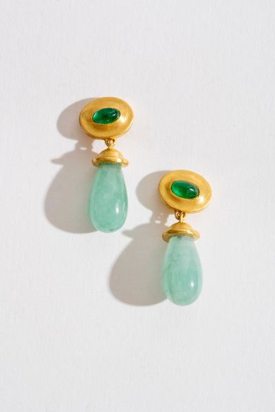 Emerald Alabaster Dangle Earrings