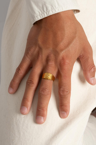 Vintage 22K Yellow Gold Ganesh Ring on Model