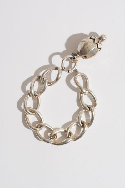 Sterling Curb Chain Bracelet with Bauble