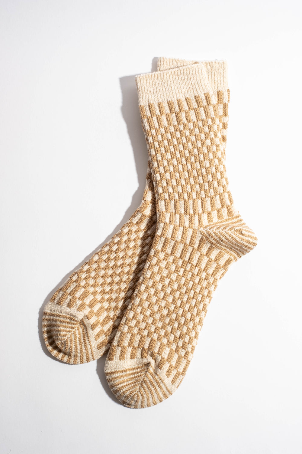 Checkerboard Pattern Sock in Khaki