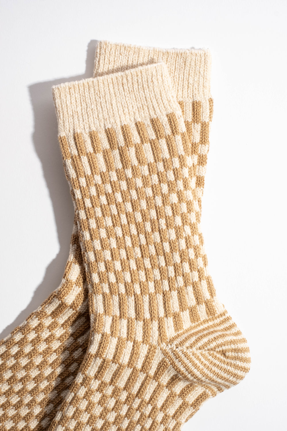 Checkerboard Pattern Sock in Khaki