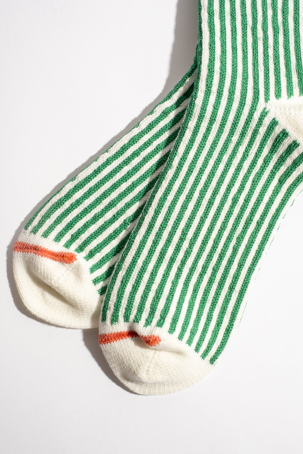 Stripe Sock in White + Green
