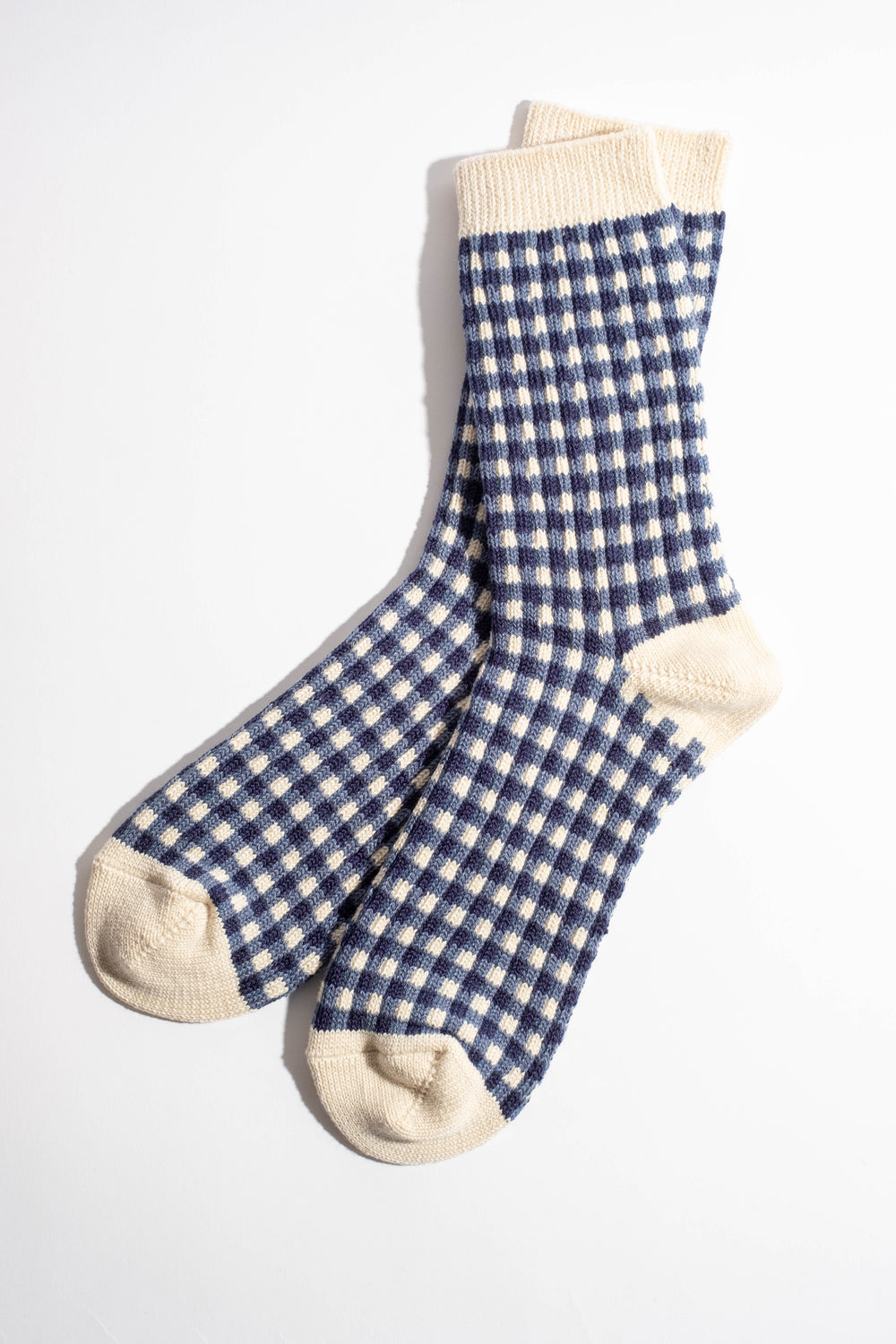 Gingham Check Sock in Navy