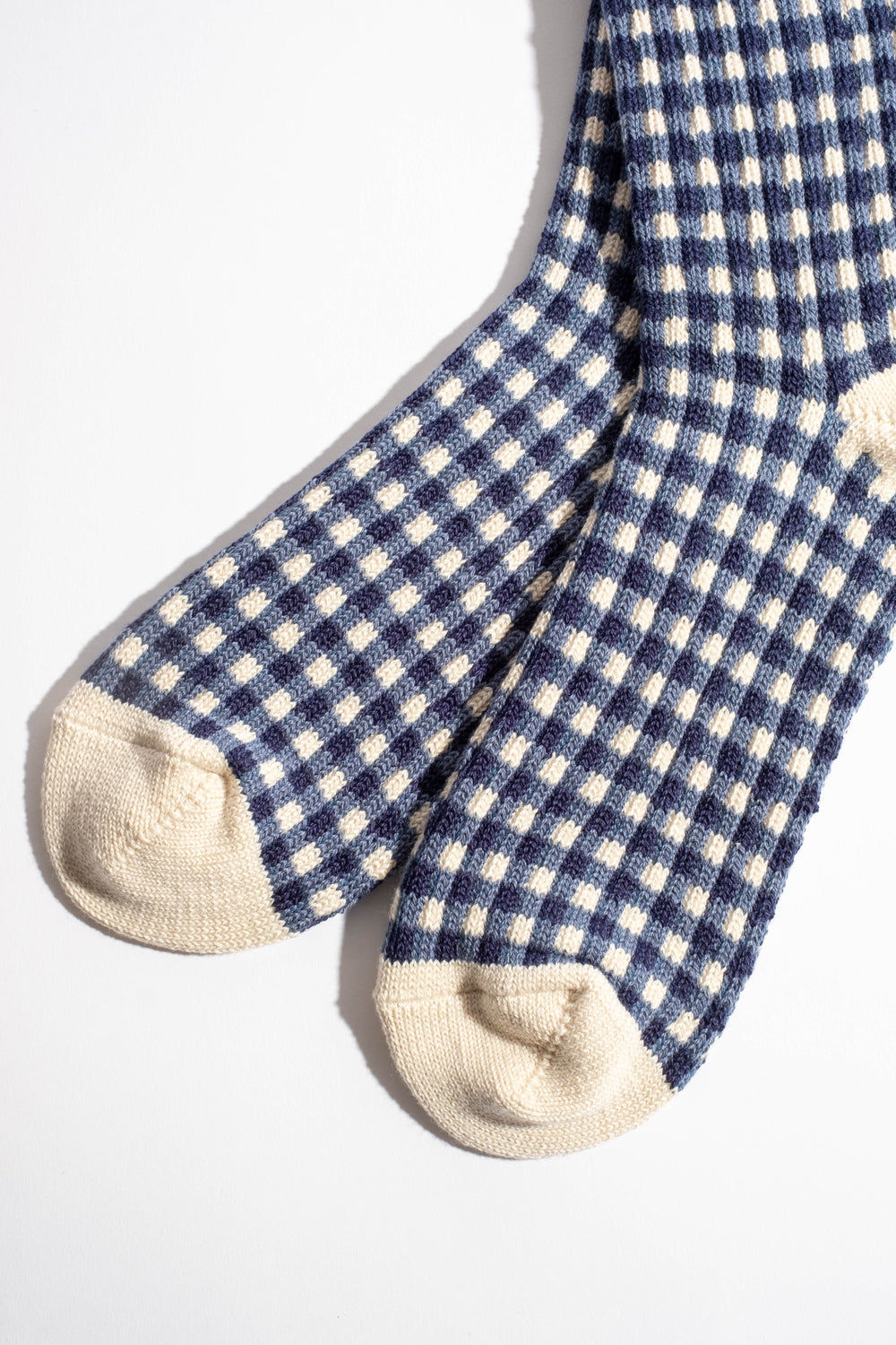 Gingham Check Sock in Navy