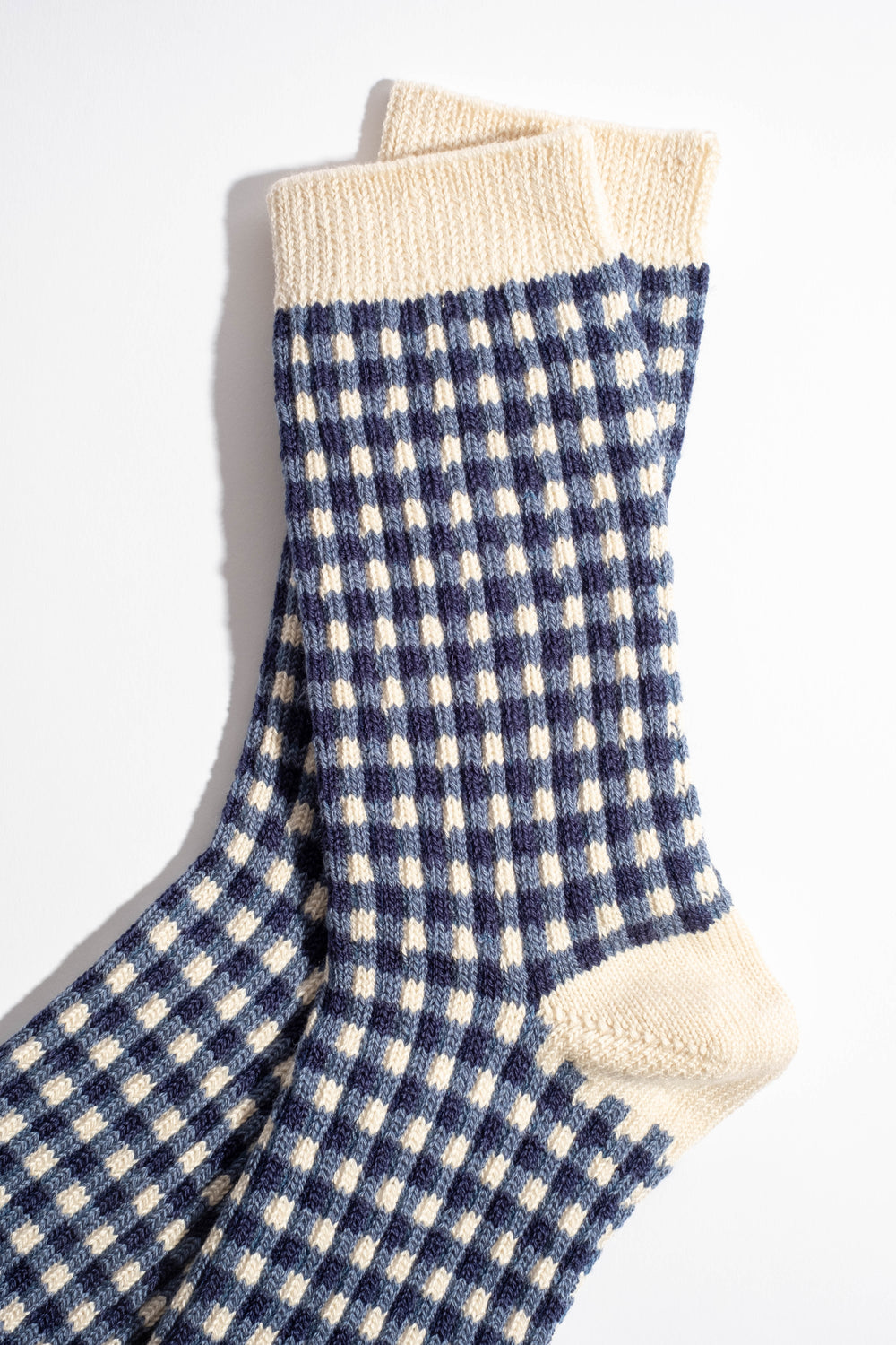 Gingham Check Sock in Navy