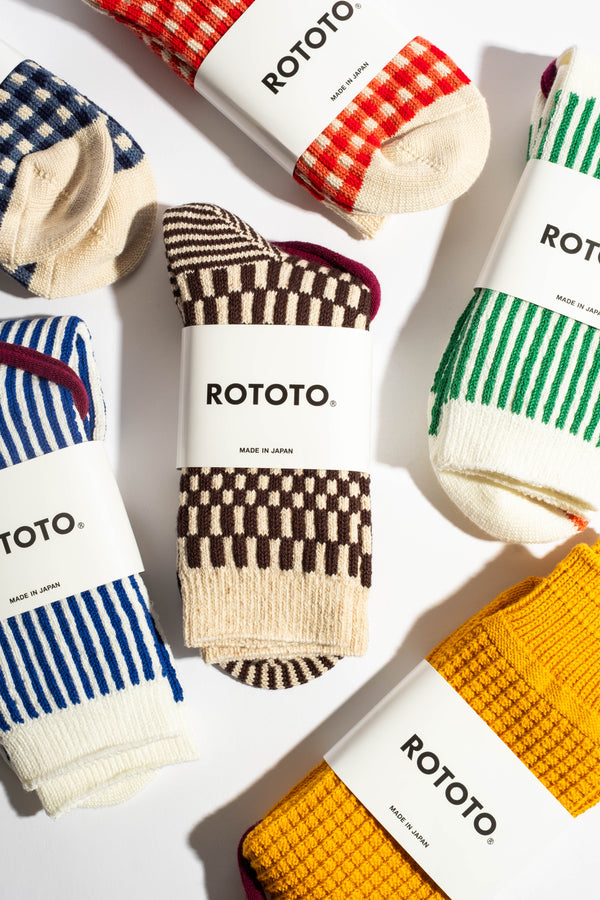 Cotton Waffle Crew Socks in Mustard