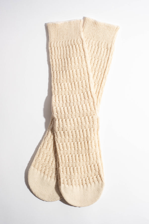 Folk Crochet Sock in Ecru
