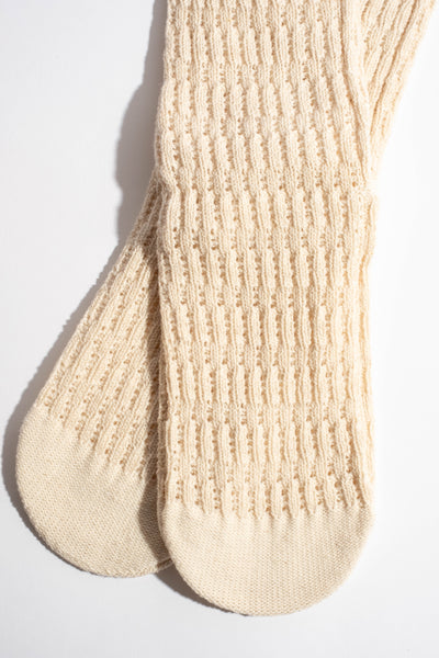 Folk Crochet Sock in Ecru