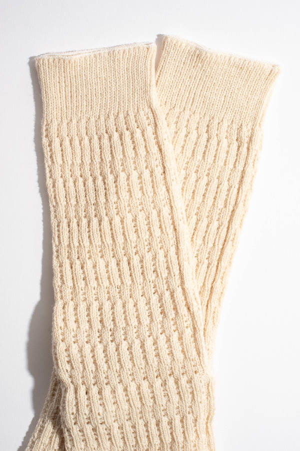 Folk Crochet Sock in Ecru