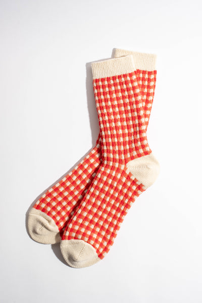 Gingham Check Sock in Red