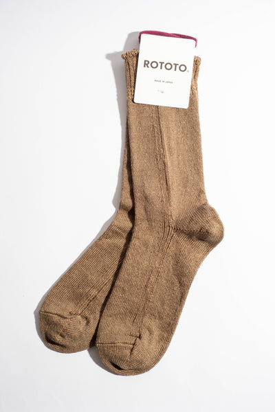 Vertical Line Linen Sock in Olive