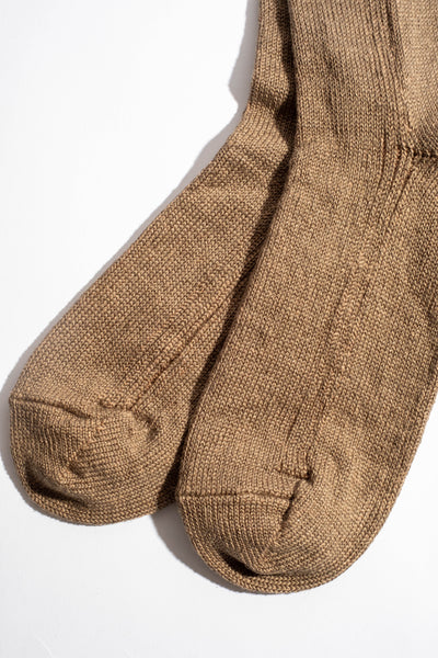 Vertical Line Linen Sock in Olive