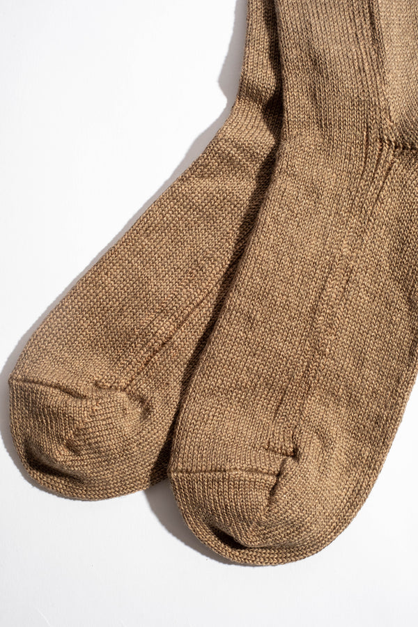 Vertical Line Linen Sock in Olive