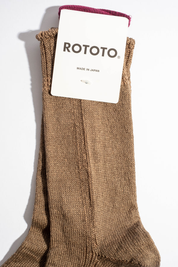 Vertical Line Linen Sock in Olive