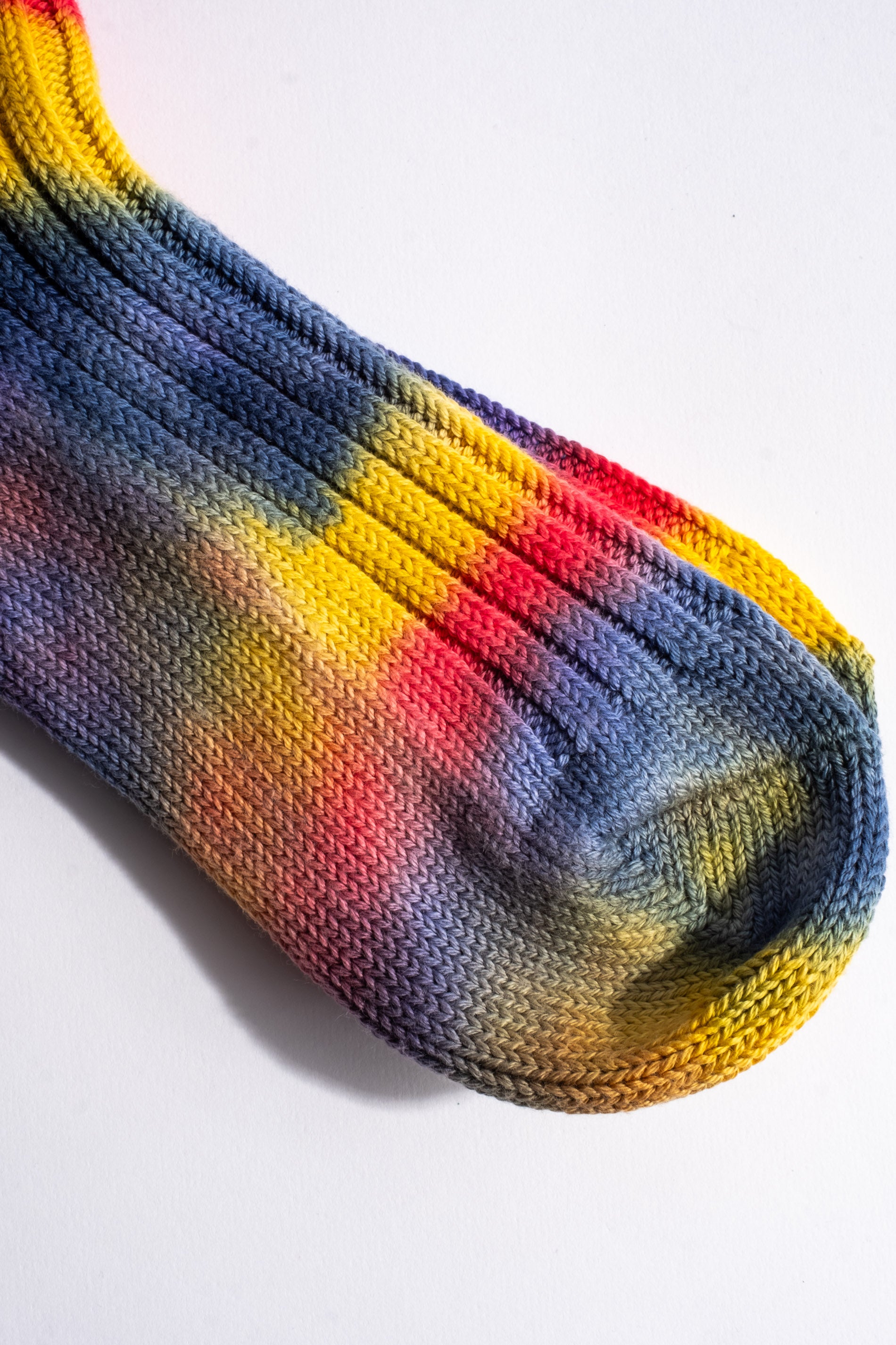 Rototo | Chunky Ribbed Crew Sock in Blue + Yellow Tie Dye – RELIQUARY