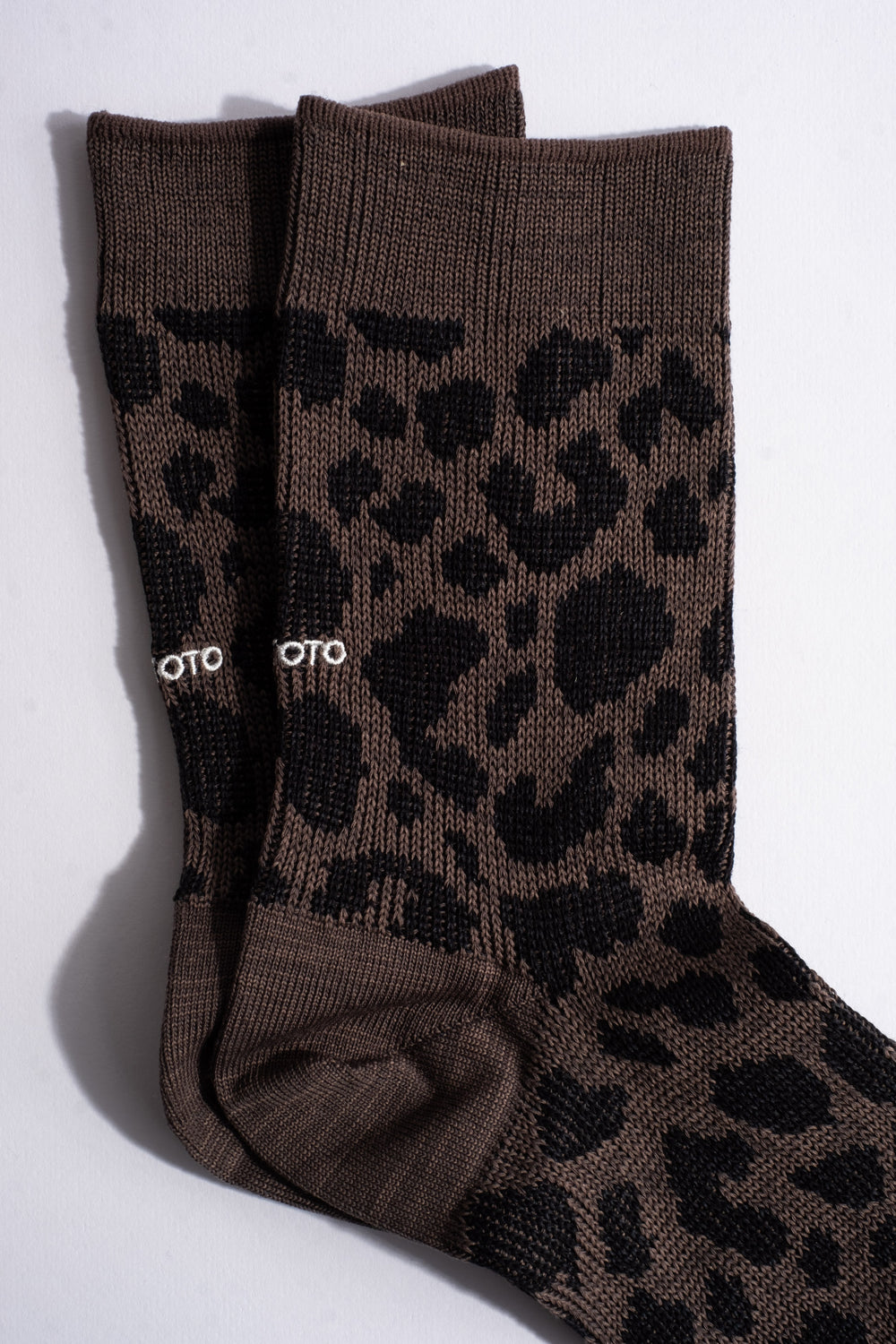 Leopard Mini Crew Sock in Charcoal