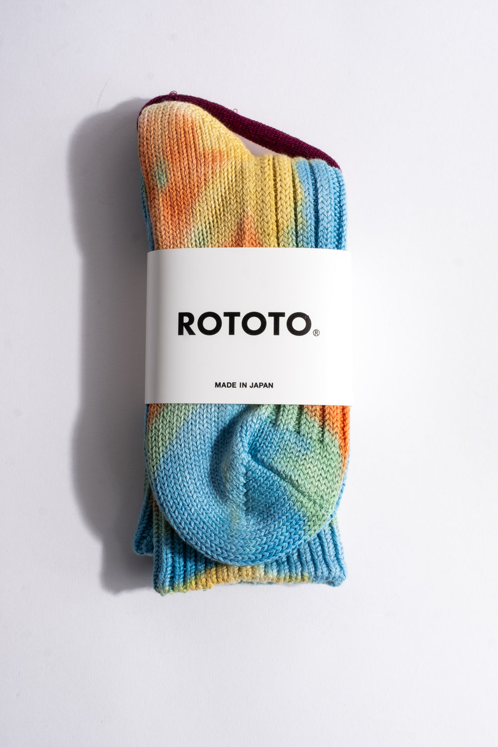 Chunky Ribbed Crew Sock in Blue + Yellow Tie Dye