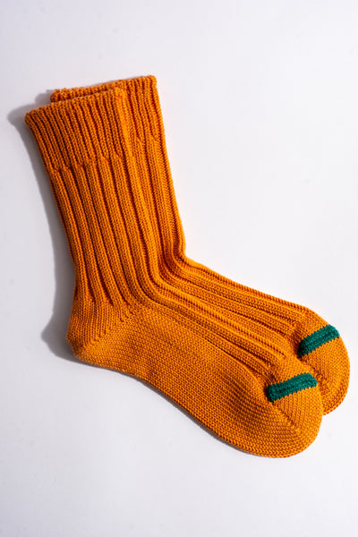 Chunky Ribbed Crew Sock in Orange Peel