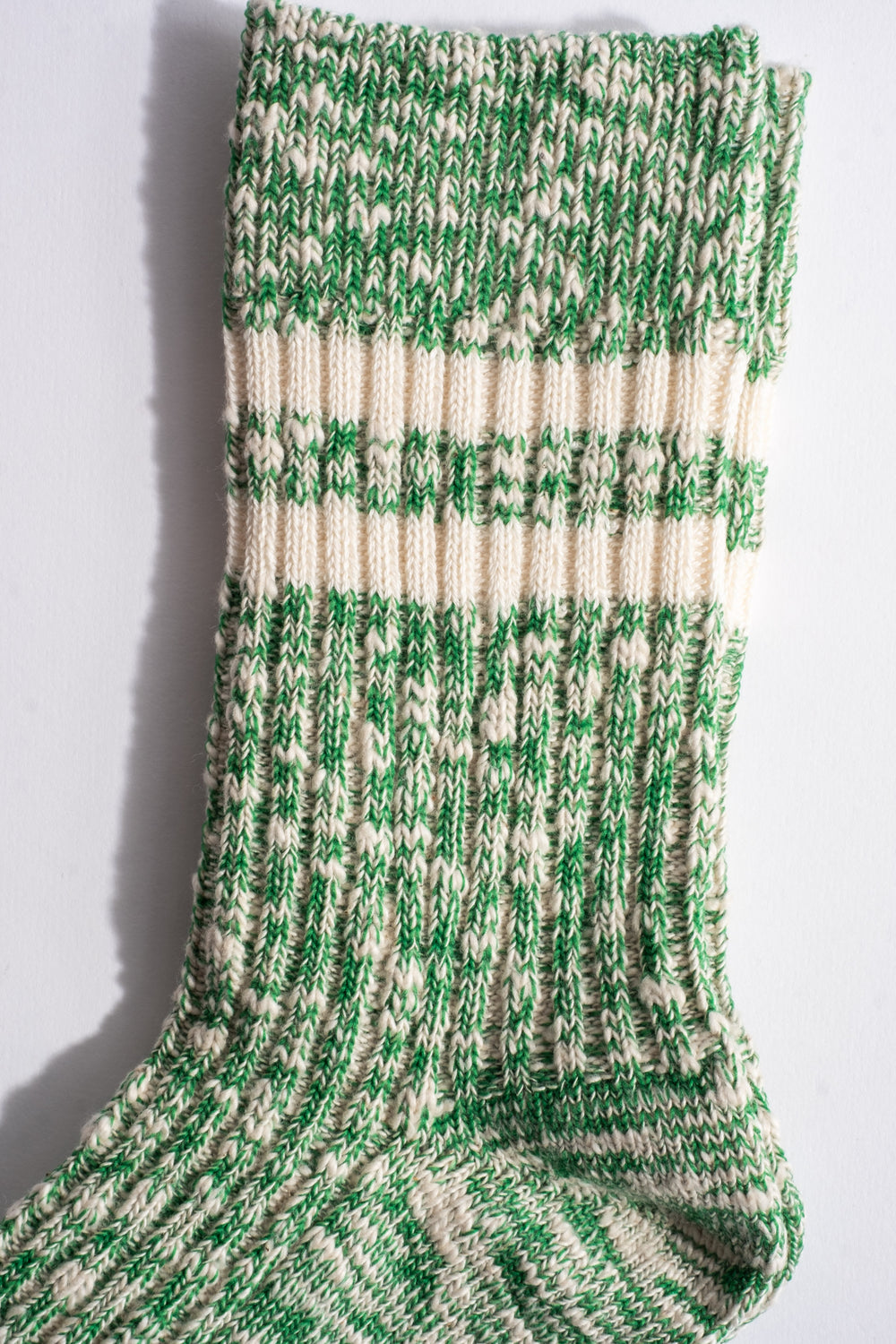 Cotton Slub Stripe Sock in Green