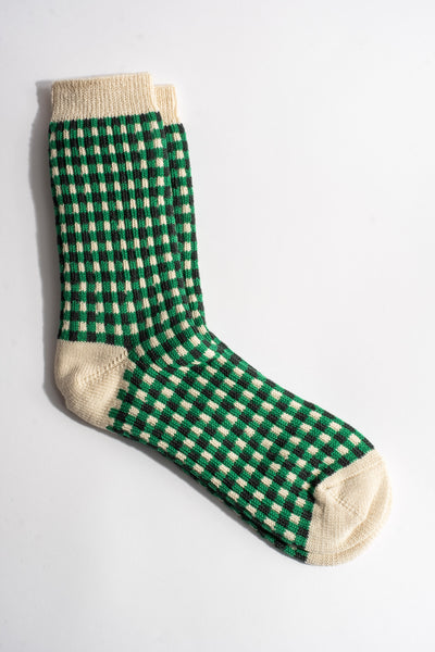 Gingham Check Sock in Green