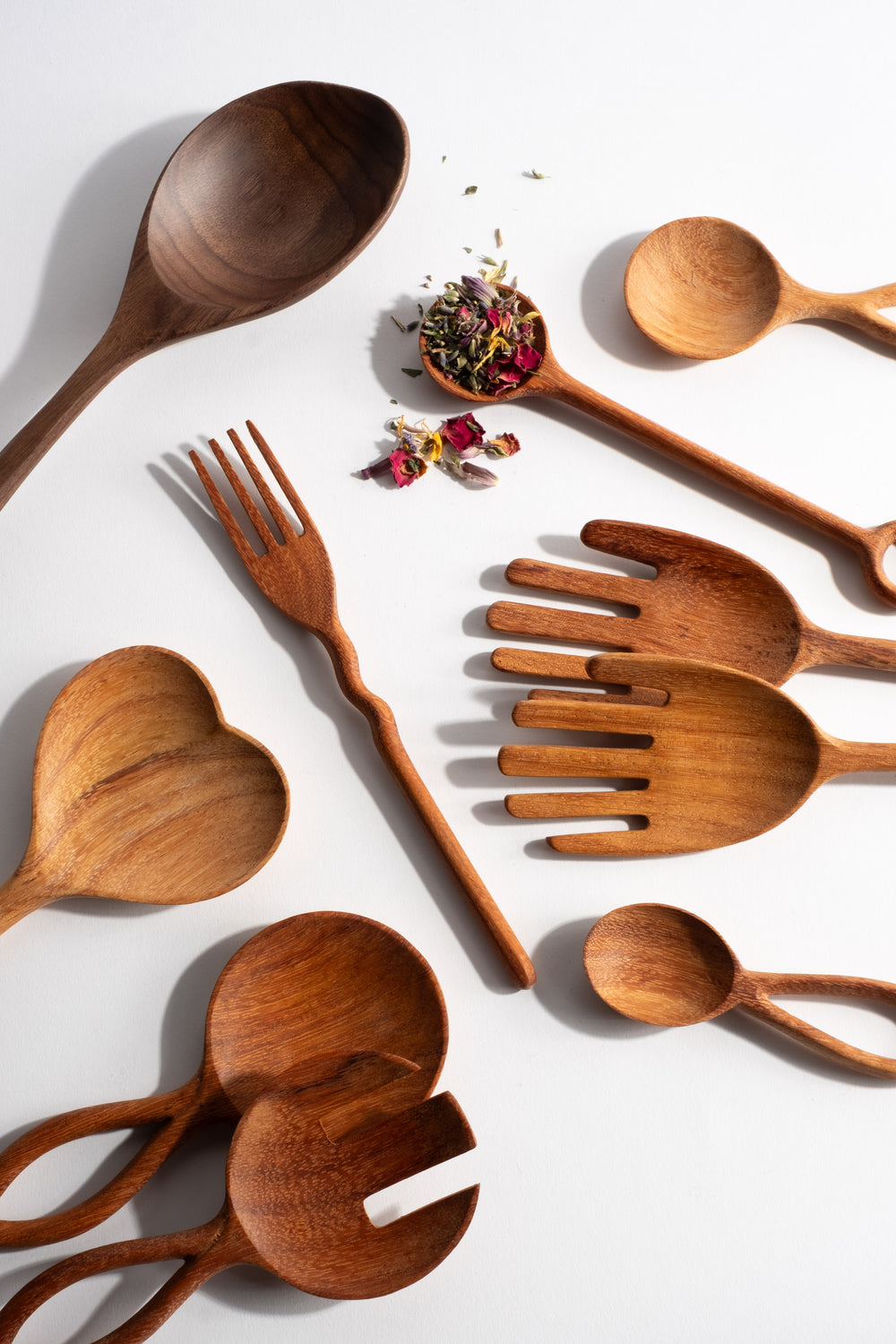 Hand Shaped Wooden Salad Servers