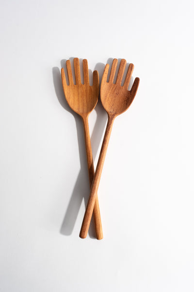 Hand Shaped Wooden Salad Servers