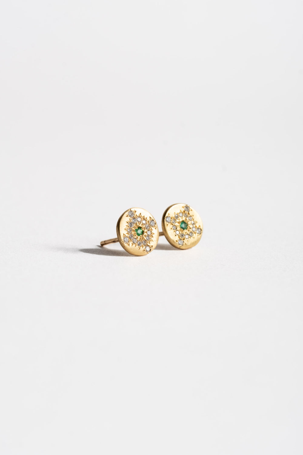 Shimmer Stud Earrings with Emerald