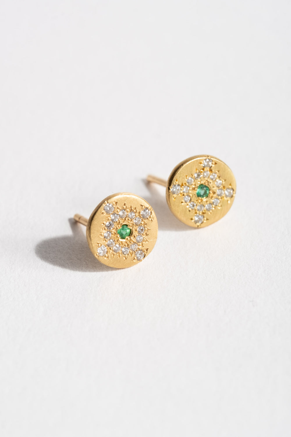 Shimmer Stud Earrings with Emerald