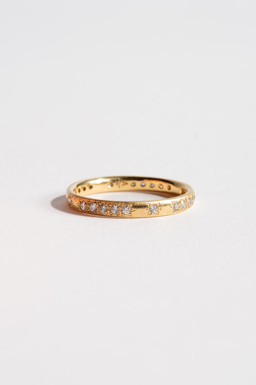 Thin Rounded Band with Diamonds