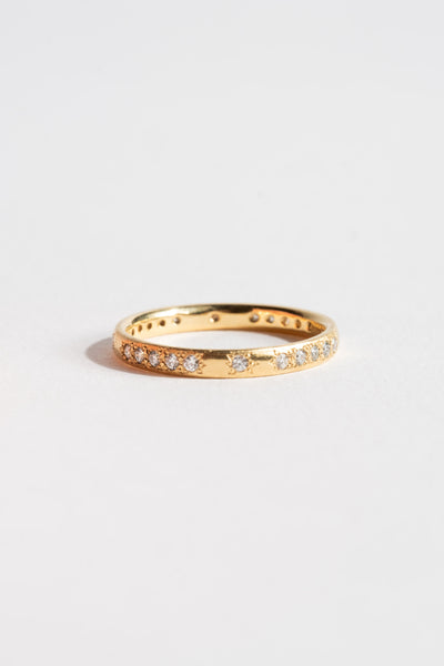 Thin Rounded Band with Diamonds