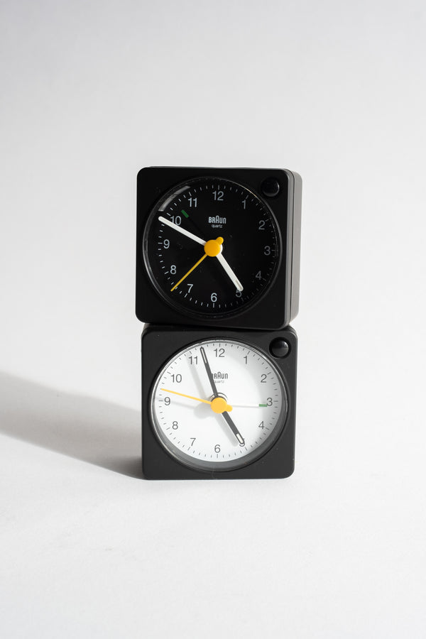 Travel Alarm Clock in Black + White