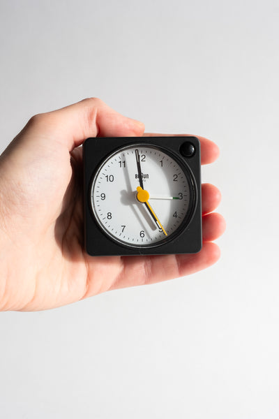 Travel Alarm Clock in Black + White