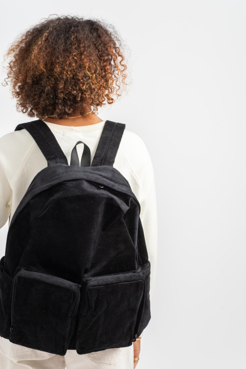 Corduroy Backpack in Black