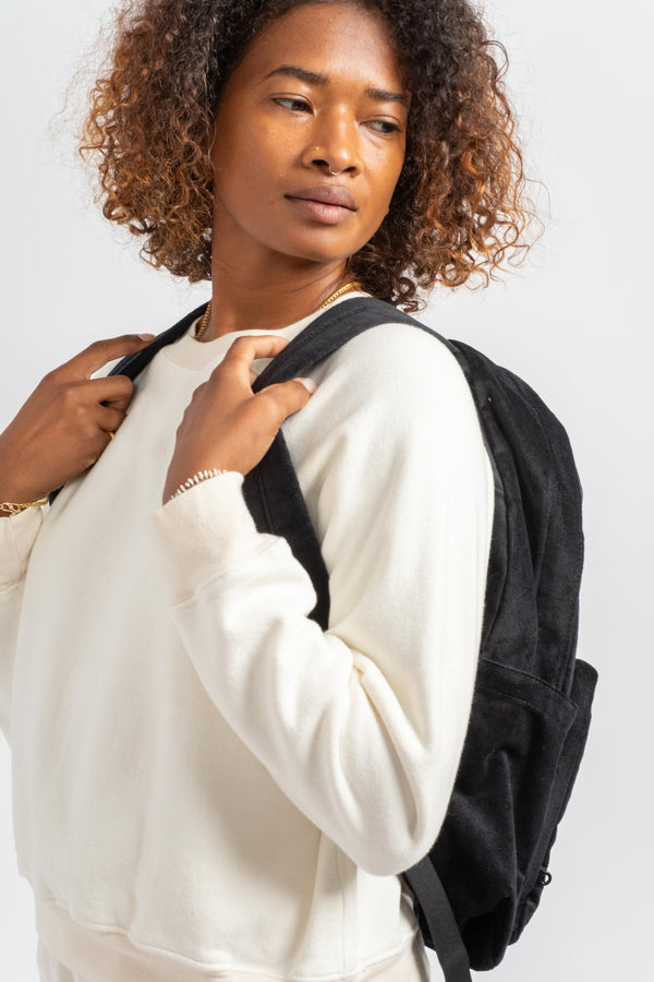 Corduroy Backpack in Black