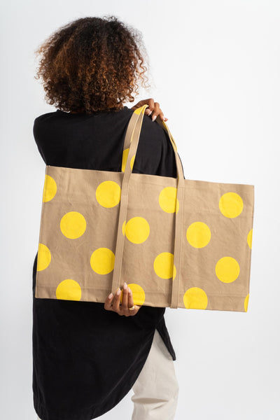 Large Washed Canvas Tote in Yellow 2nd Dot