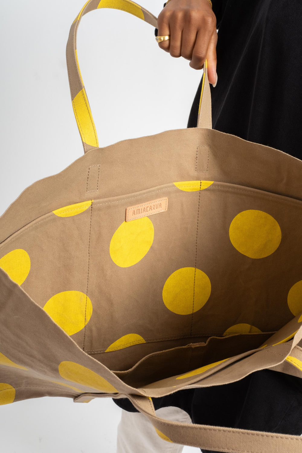 Large Washed Canvas Tote in Yellow 2nd Dot