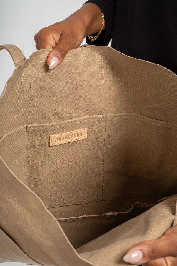 Medium 6-Pocket Tote in Taupe