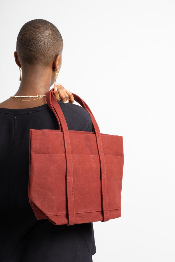 Small 6-Pocket Tote in Burgundy