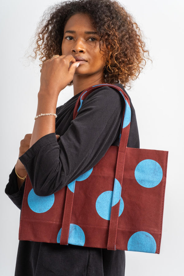 Small Washed Canvas Tote in Sky Blue 2nd Dot