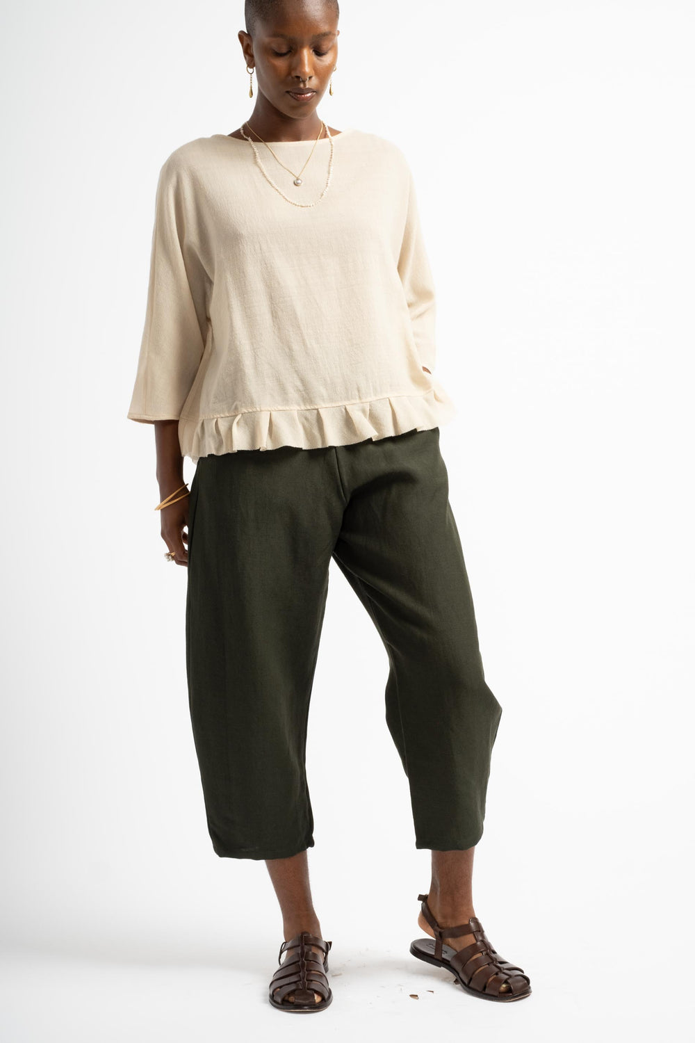 Elastic Waist Pants in Forest